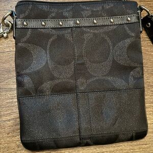 Coach Signature Stripe Studded Crossbody Bag in black!
